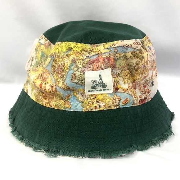 Disney Accessories - Walt Disney World Parks 50th Anniversary Vault Park Maps Adult Bucket Hat - NEW